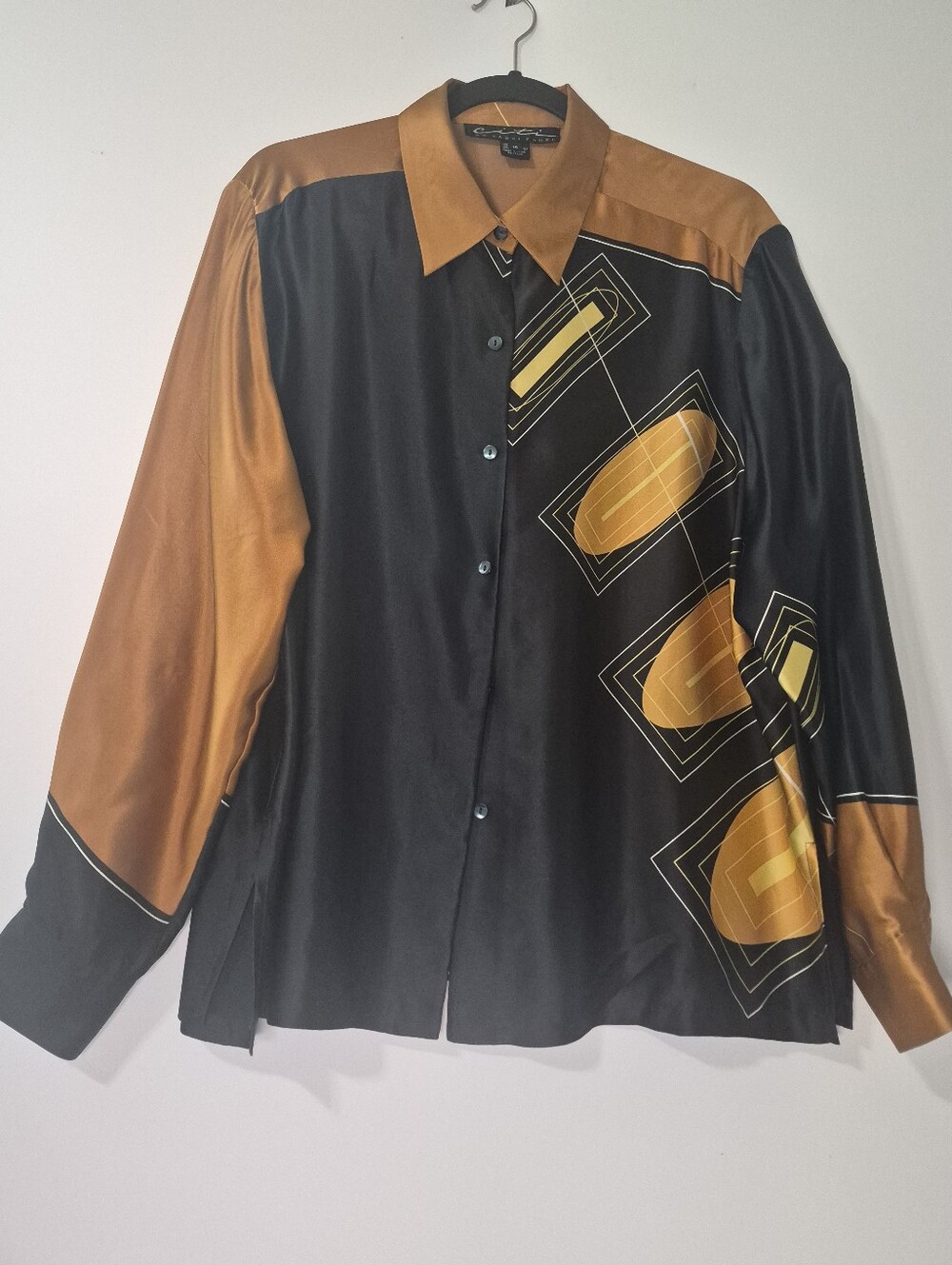 90s Vintage Designer Citi by Yansi Fugel 100% Silk Blouse Shirt Womens 16 XL